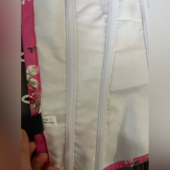 Vintage Floral Denim Overbust Corset Bustier with matching G-String - Picture 12 of 13